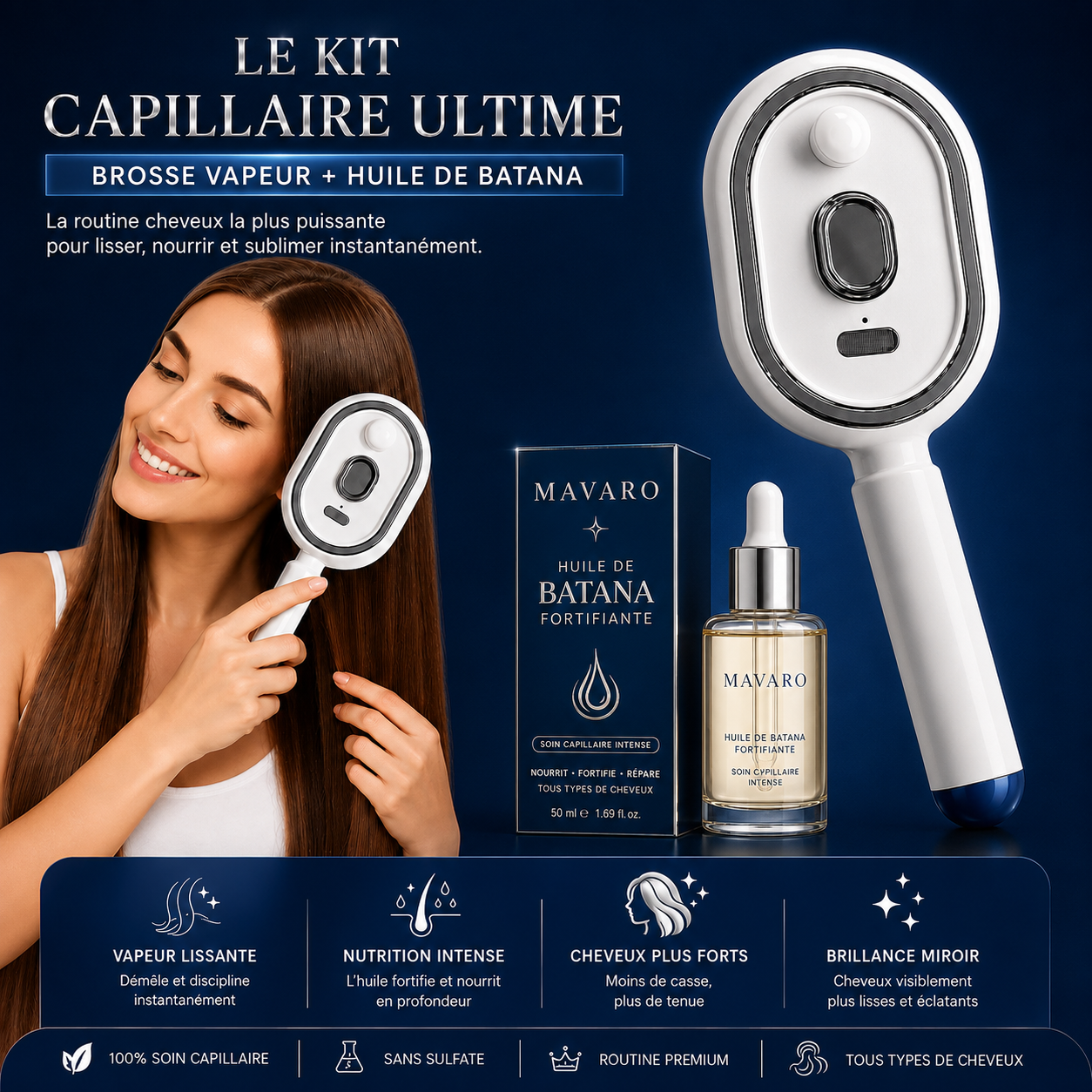 Brosse lissante vapeur - Mavaro®